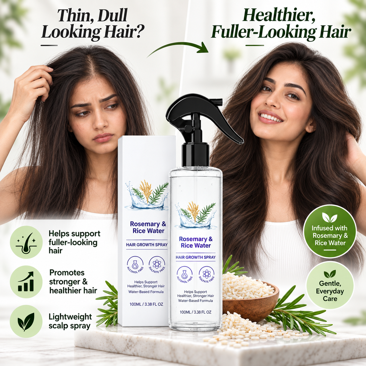 Rootiva™ Rosemary Rice Water Hair Growth Spray