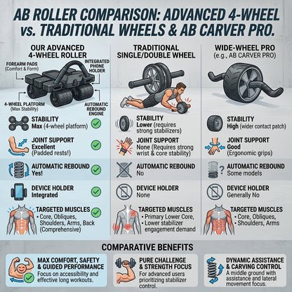 AbRova™ Pro 4-Wheel Auto Rebound Abs Roller