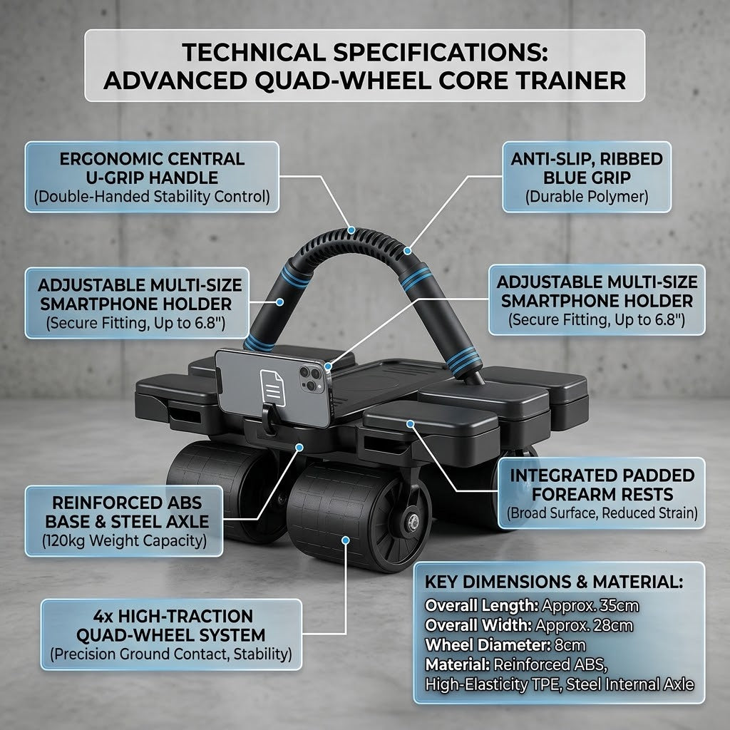 AbRova™ Pro 4-Wheel Auto Rebound Abs Roller