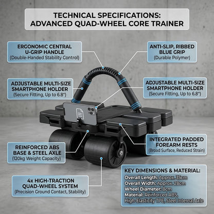 AbRova™ Pro 4-Wheel Auto Rebound Abs Roller